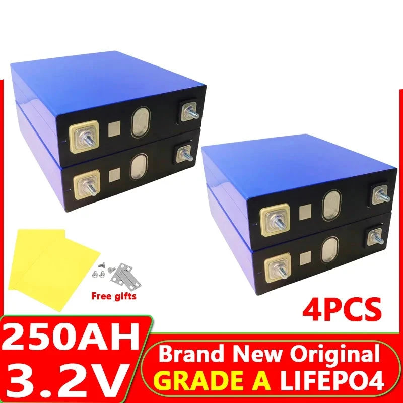4pcs LiFePO4 250Ah Battery 3.2V - 12v/24v
