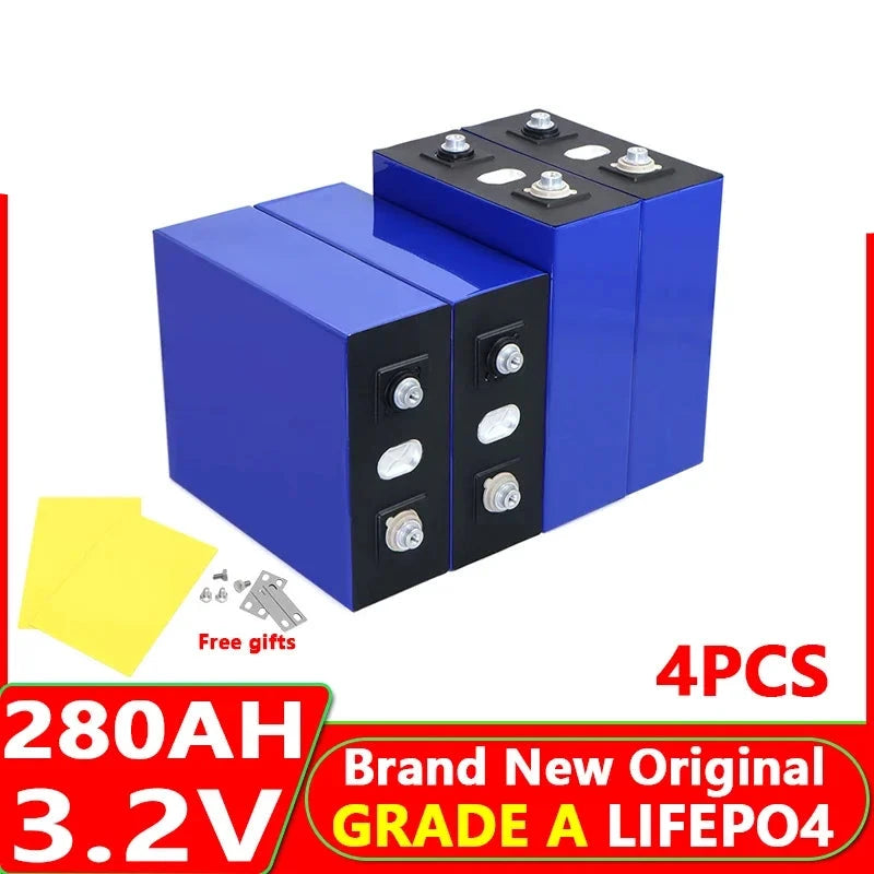 4pcs LiFePO4 280Ah Battery 3.2V - 12v/24v