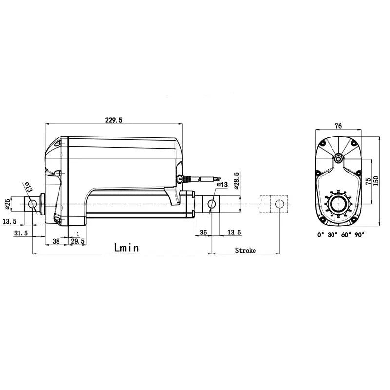 Linear Actuator dimensions