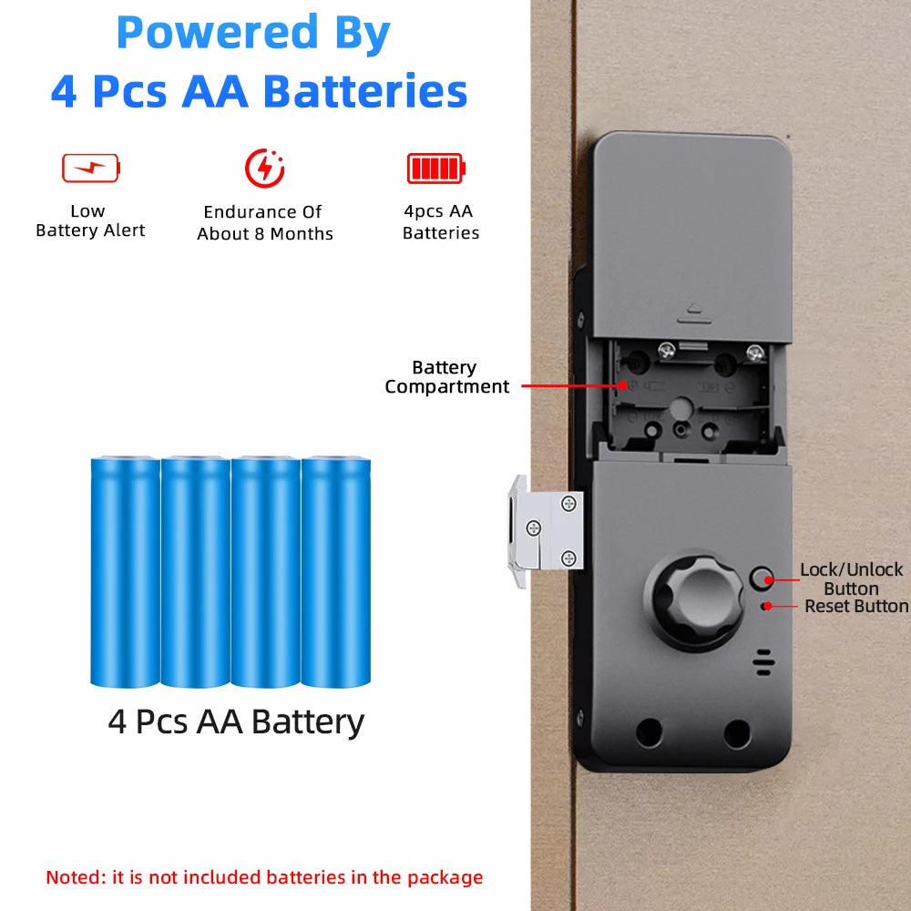 Door lock device can be powered via Batteries